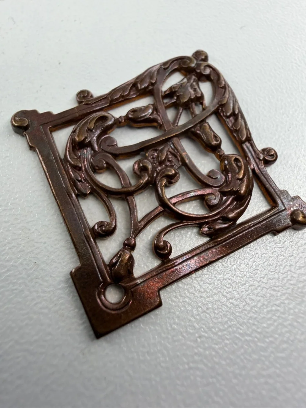 Vintage Floral Brass Metal Ormolu Ornamental Charm Decor 1 ¼